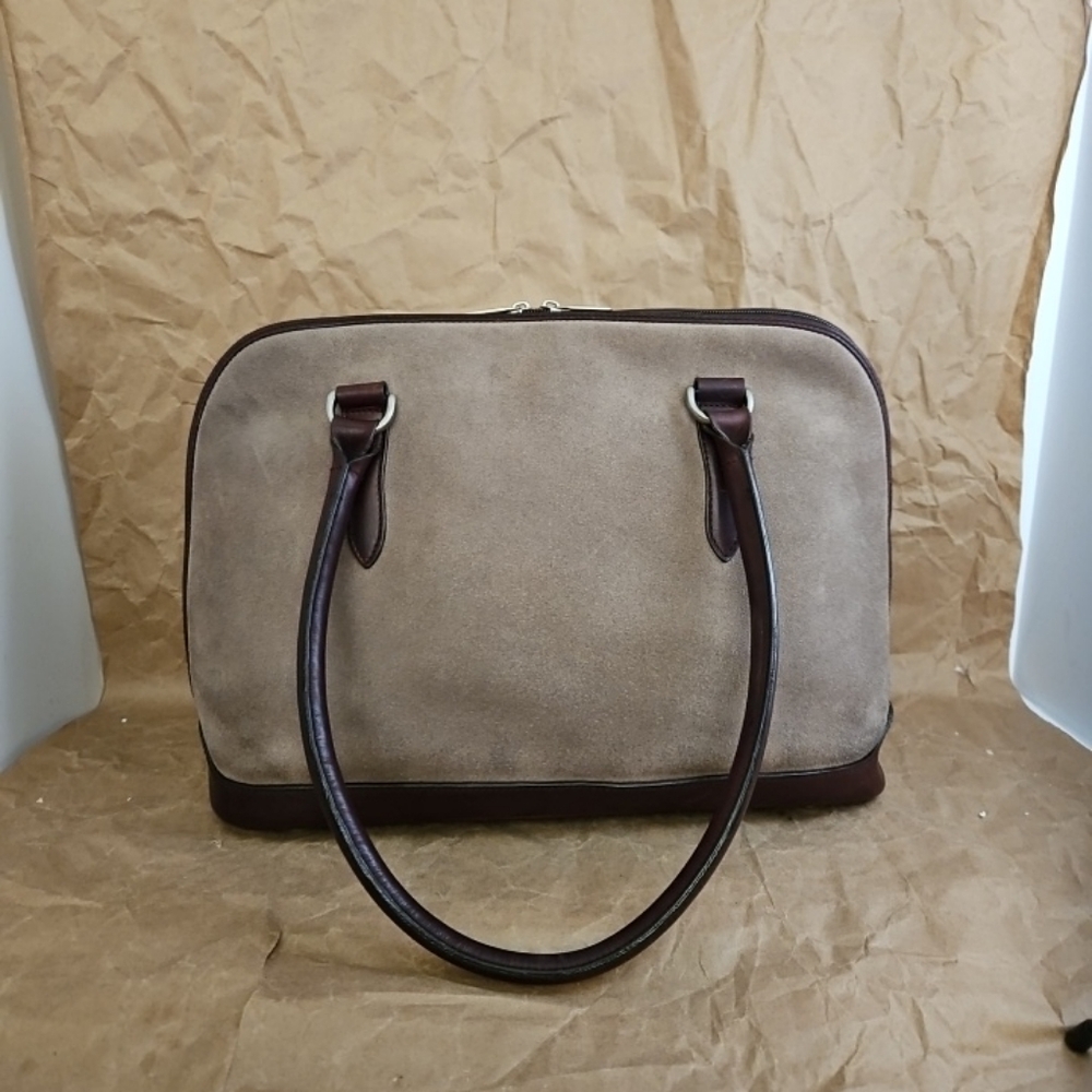 Norm Thompson Suede & Leather Shoulder Bag, Studded Feet. Pre-owned VG Condition